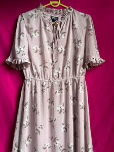 Light Pink Floral Midi Dress