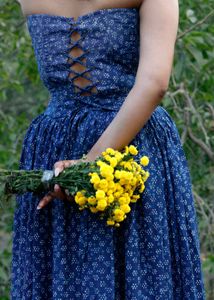 indigo block printed corset and skirt set