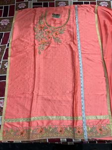 Designer Peach Kurta Set with Embroidery