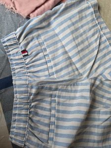 Blue and White Striped Shorts