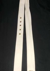 Stylish White Belt with Gold Buckle