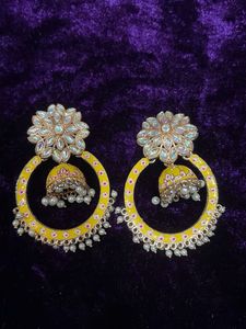 Yellow Jhumka Hoop Earrings