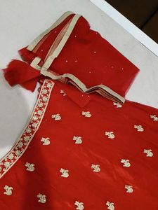 Stunning Red Embellished Lehenga Choli Set