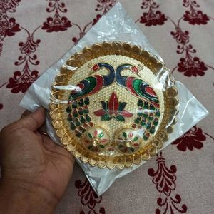 Peacock Meenakari Pooja Thali