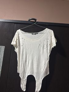 Cute White Embellished Top