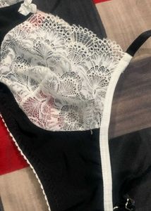 Black Bra with Lace Trim