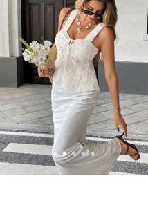 Cream Textured Tie-Front Top