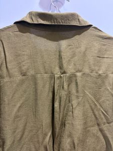 Olive Green Collared Button-Up Top