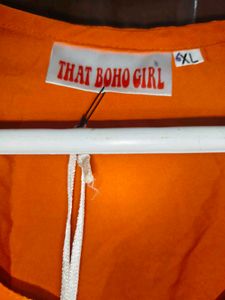 Vibrant Orange Zipper Kurta