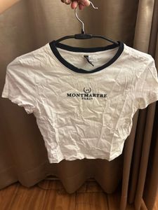 White Montmartre Paris Cropped T-Shirt
