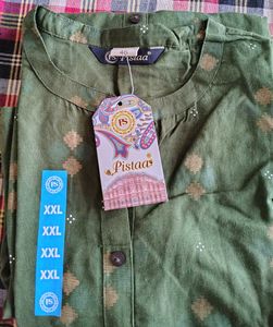 Mehedi Green Kurta with Diamond Pattern
