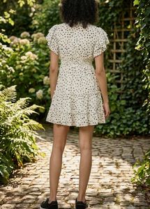 White Polka Dot Mini Dress | Frill Sleeves
