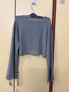 Cropped olive Long Sleeve Top