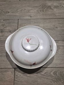Vintage Melamine Floral Serving Dish with Lid