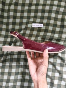 SALE ❗Burgundy / cherry red Patent Slingback Flats