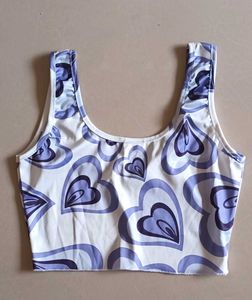 Y2k Heart Print Notch-Neck Tank