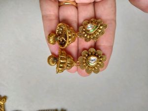 Gold Rich long Necklace with Earings in 1 gram