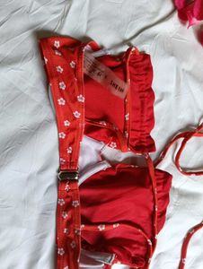 Red Floral Bikini Set