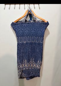 bohemian halter blue dress