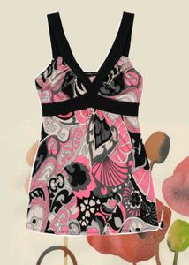V-Neck Swirl Print Tank Top