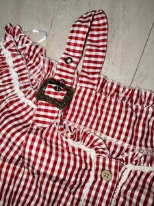 Korean Gingham Off Shoulder Top