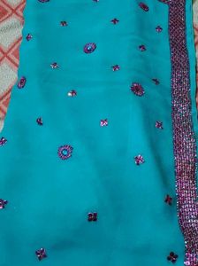 Stunning Blue Sequined Saree