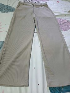 Beige Straight Leg Trousers