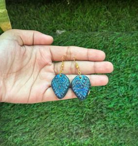 Unique Blue Textured Drop Earrings