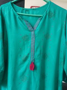 Beautiful Sea Blue Soft Cotton Kurti..💕