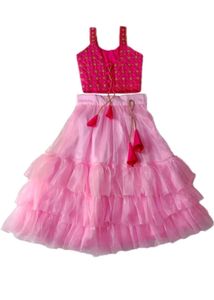 Pink Girls Lehenga Choli Set