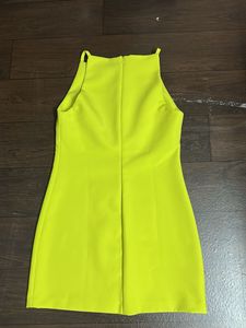 Neon Yellow Halter Neck Mini Dress