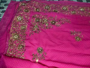 Embroidered Pink Saree