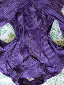 💜🪩 Y2K Purple Striped Button-Up Shirt 🪩💜