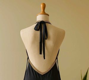Halter Dress with Gold Detail