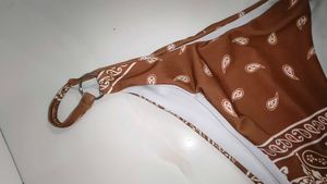 Brown Paisley Print Bikini Bottom