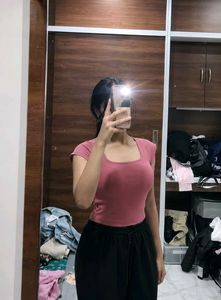 Stylish Pink Square Neck Top