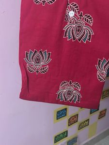 Maroon Printed Kurta with Buttons