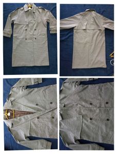 Unisex Vintage Checked Trench Coat
