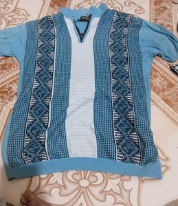Men's Blue Geometric Pattern Sweater
