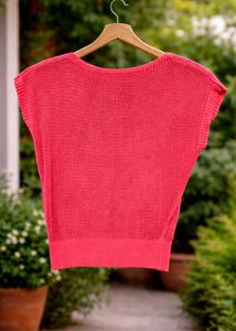 Chic Pink Knit Top with Star Embellishments