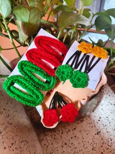 Handmade Crochet Hair Clips Set