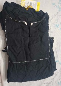 Black Crinkled Kurta