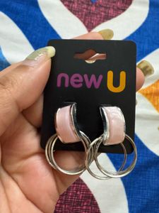 New U Pink Hoop Earrings