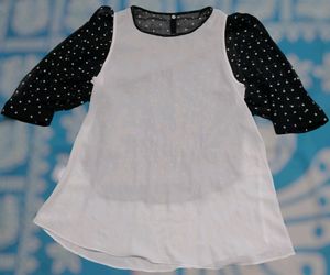 Polka Dot Flared Sleeve Top