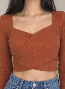 Chic Ribbed Wrap Crop Top