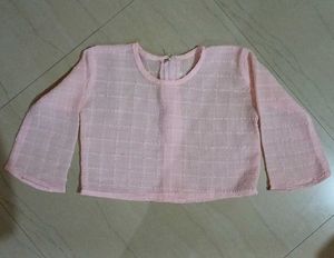 Peach Embroidered Ethnic Skirt aari worked