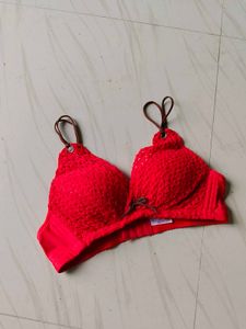 Bright Red Lace Bra
