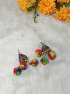 multi designer antic  lock silk handmade earrings