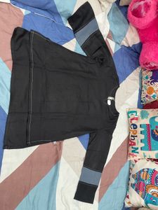 Black Co-Ord Set With Grey Stripe Detaili