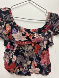 Off Shoulder Multi Color Floral Crop Top
